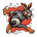 running rabbit screaming   tattoo design idea