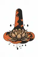 Black lotus flower geometric falling heavy black clouds curvature floating on water water drops   tattoo design idea