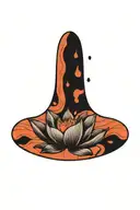 Black lotus flower geometric falling heavy black clouds curvature floating on water water drops   tattoo design idea