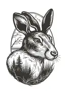 dead hare in the tall swamp marsh grass scenery tattoo featuring dead trees in front of a black night sky  tattoo design idea
