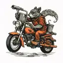 squirrel riding a motorcycle holding an ak47 with a skatboard  tattoo design idea