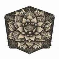 lotus flower geometric black flowers floating symetrical grid lines falling clouds storm   tattoo design idea