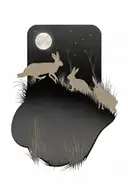 dead hare in the tall swamp marsh grass scenery tattoo featuring dead trees in front of a black night sky  tattoo design idea