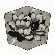 lotus flower geometric black flowers floating symetrical grid lines falling clouds storm   tattoo design idea