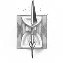 corkscrew knife with Glas  tattoo design idea