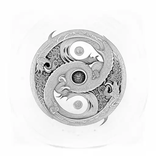 Yin Yang in the Dragon eyes tattoo design idea