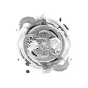 Yin Yang in the Dragon eyes tattoo design idea