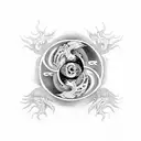 Yin Yang in the Dragon eyes tattoo design idea