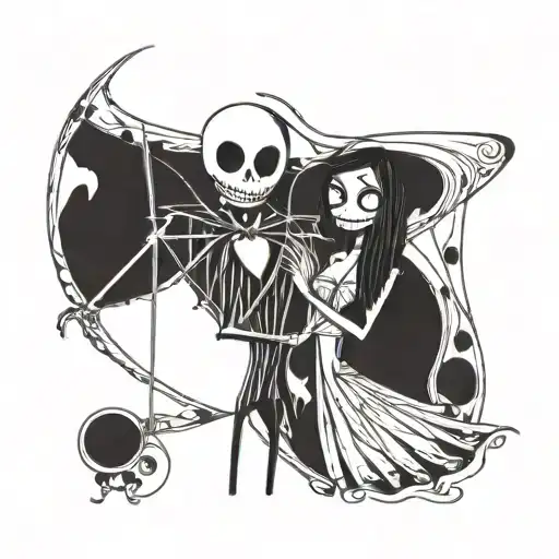 jack and sally from the nightmare tattoo design idea