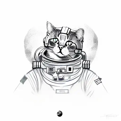 cat astronaut tattoo design idea