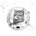 cat astronaut tattoo design idea