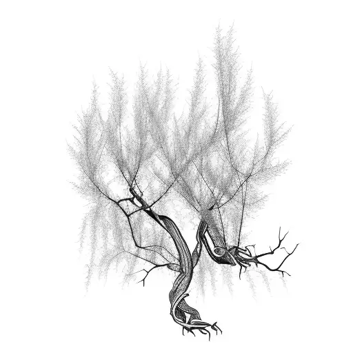 weeping willow tree snakes as leaves  tattoo design idea