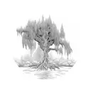 wheeping willow tree  tattoo design idea