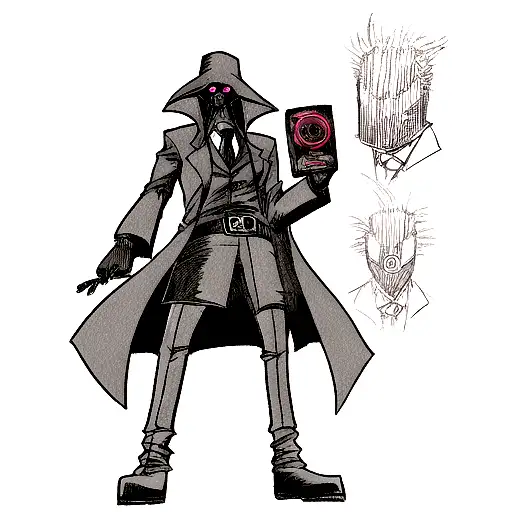 cyberpunk plague doctor tattoo design idea