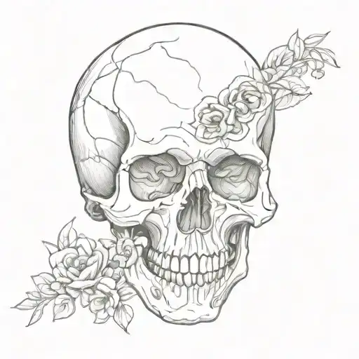 basic skull with malinay name below  tattoo design idea