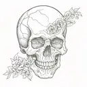 basic skull with malinay name below  tattoo design idea