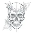 basic skull with malinay name below  tattoo design idea