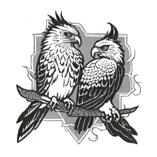 hawk light vs dark tattoo design idea