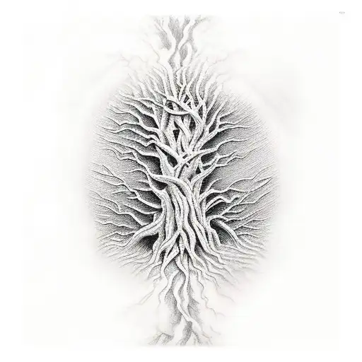  tree in hell and heaven tattoo design idea