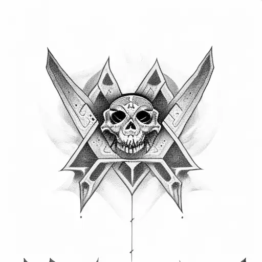 the letter x, in Chicano or Gothic style, stuck by a dagger tattoo design idea