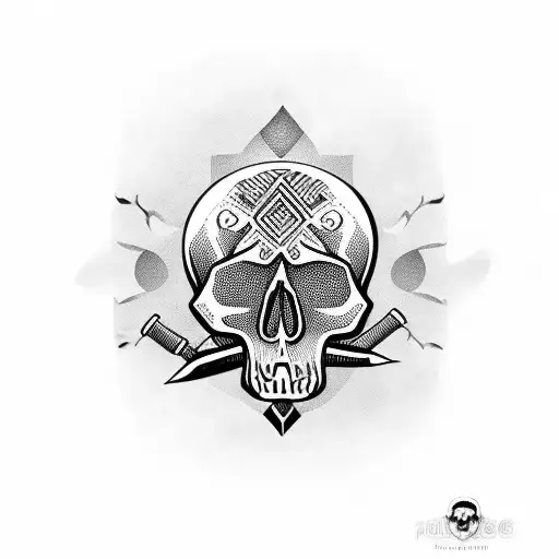 skull smoking  tattoo design idea