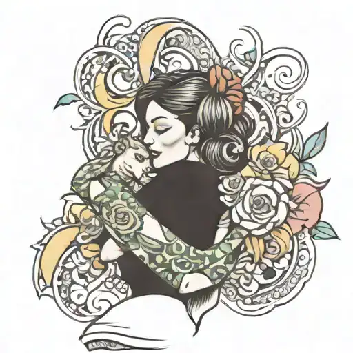 mom hugging tattoo design idea