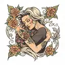 mom hugging tattoo design idea