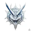 Shruikan from eragon with an ax in the background tattoo design idea