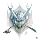 Shruikan from eragon with an ax in the background tattoo design idea