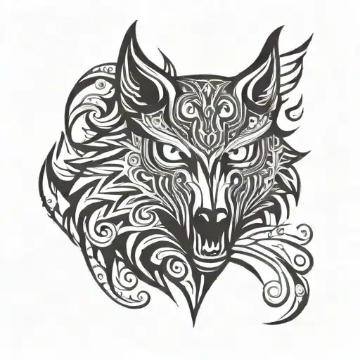 nordic Wolf head angry owl tattoo design idea