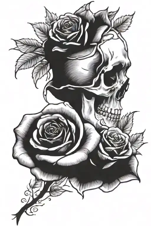 momento mori and a rose in memory of my mother   tattoo design idea