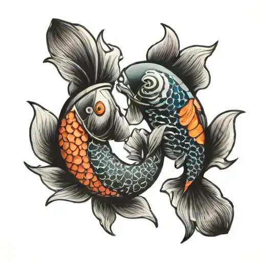 yin yang koi fish tattoo design idea
