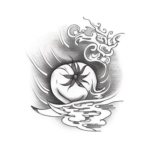 big tomato with old man tattoo design idea