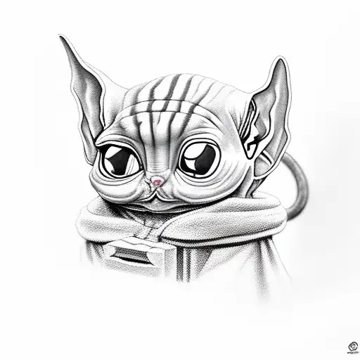 Sphinx cat, baby yoda, donuts, heart tattoo design idea