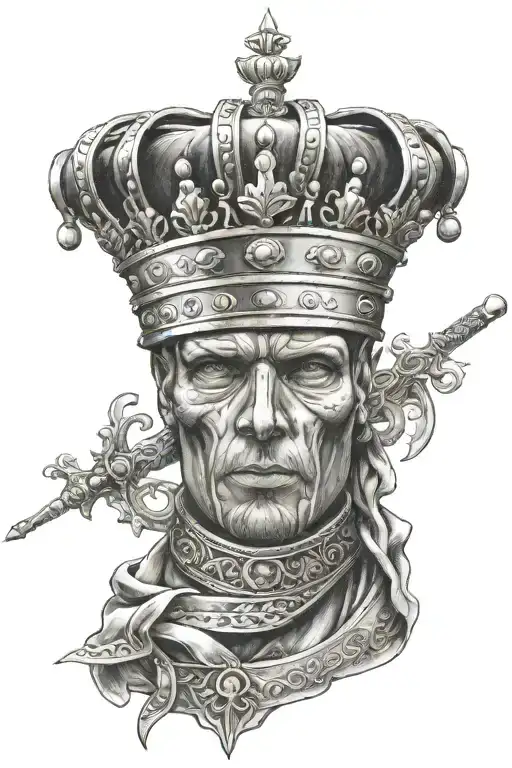 all romanian kings cape and scepter tattoo design idea