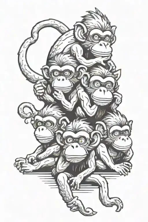 three wise monkeys with yoshi characters  tattoo design idea