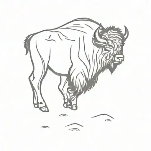small minimalistic linear tattoo of a bison walking into a snowstorm tattoo design idea