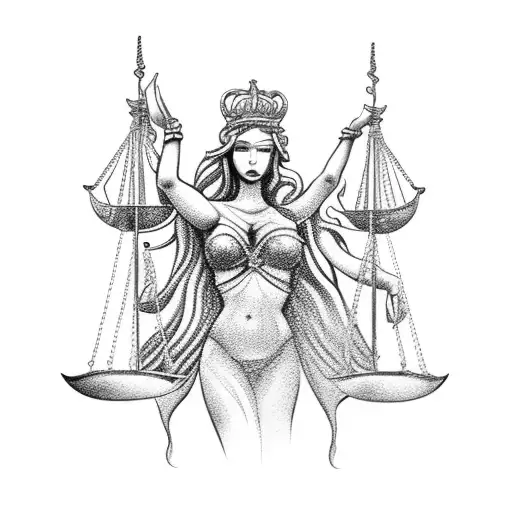 lady justice as mermaid tattoo design idea