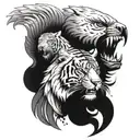 tiger and eagle half face side to side little up and down   tattoo design idea