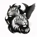 tiger and eagle half face side to side little up and down   tattoo design idea