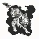 tiger and eagle half face side to side little up and down   tattoo design idea