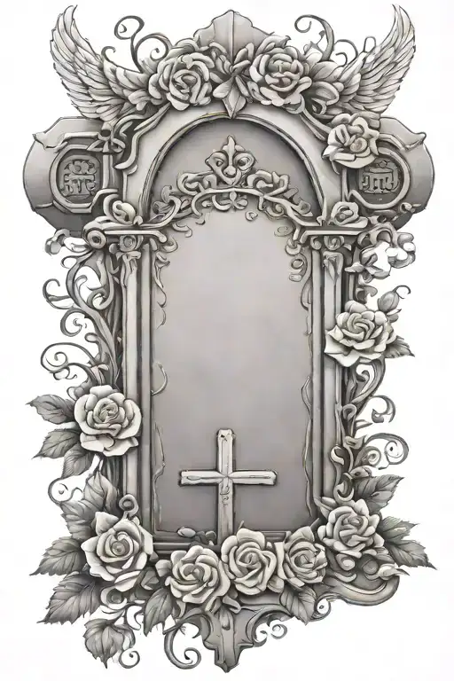 feminine headstone blank text space tattoo design idea
