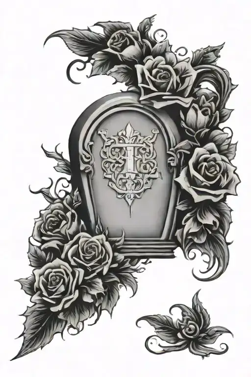 feminine headstone blank text space tattoo design idea