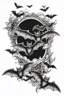 bats,Halloween,sky tattoo design idea