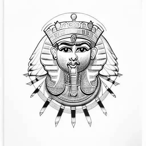 Egyptians king with owl holding crown  tattoo design idea