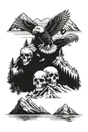 skulls, Eagle Scout, nature, mountains.  tattoo design idea