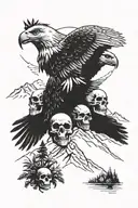 skulls, Eagle Scout, nature, mountains.  tattoo design idea