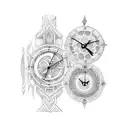 two Clocks with a Māori design around them and the names iwitia and te aio next to each clock tattoo design idea