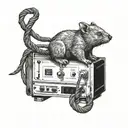 Single ethernet port on a server box with lights and a baby wombat holding the cable tattoo design idea