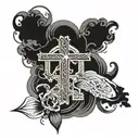 number 41 into a cross   tattoo design idea
